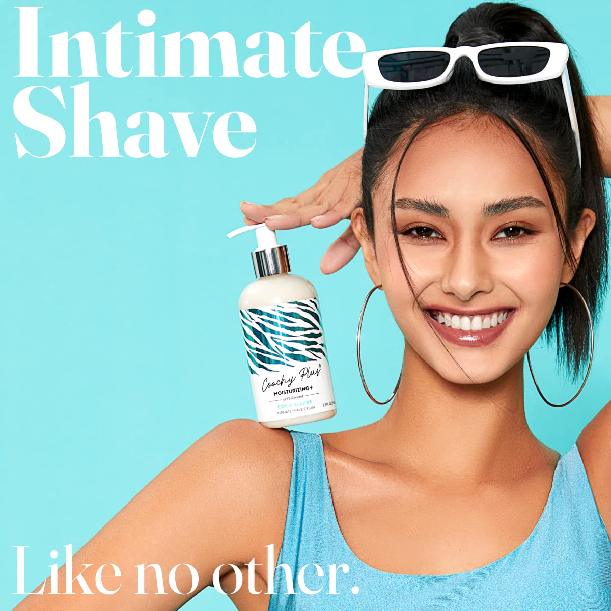 IntiMD Coochy Plus Coco Allure bottle with pump for easy dispensing.