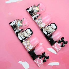 IntoVibes ballet ribbons duck nails with a glossy finish for chic looks