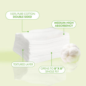Intrinsics 4-ply cotton pads unfold to a larger surface for precise application.