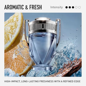 Rabanne Invictus bottle closeup cap, highlighting premium craftsmanship for gift-ready appeal.