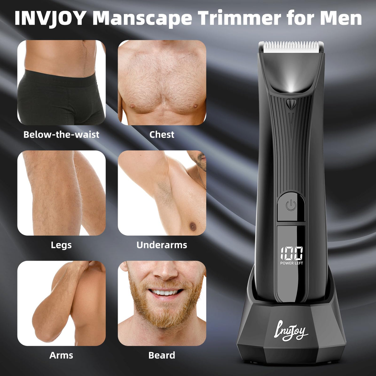 INVJOY trimmer LED display shows battery status for easy planning.