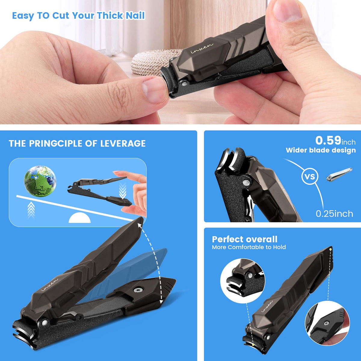 INXEN non-slip ergonomic handle for safer trimming