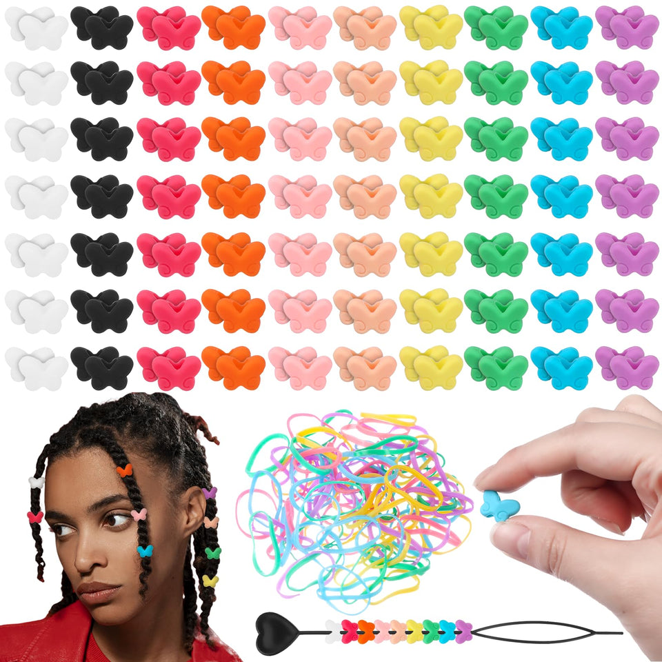 ioffersuper butterfly silicone beads kit for vibrant braids and ponytails.
