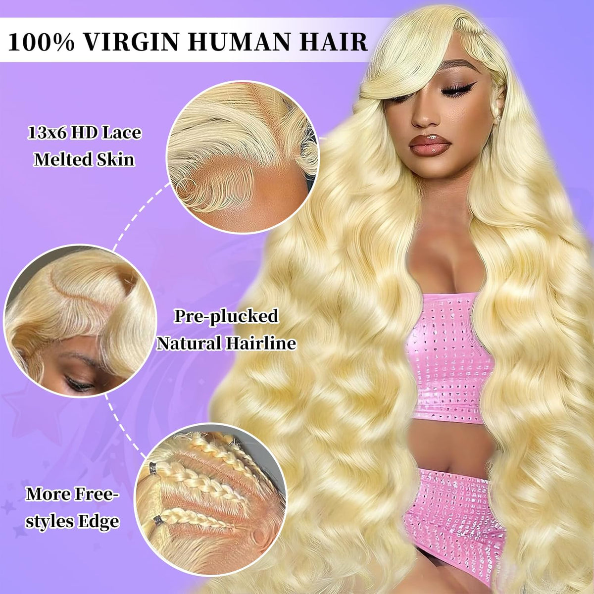 IOHLRDIM 613 blonde body-wave lace-front detail for natural parting.