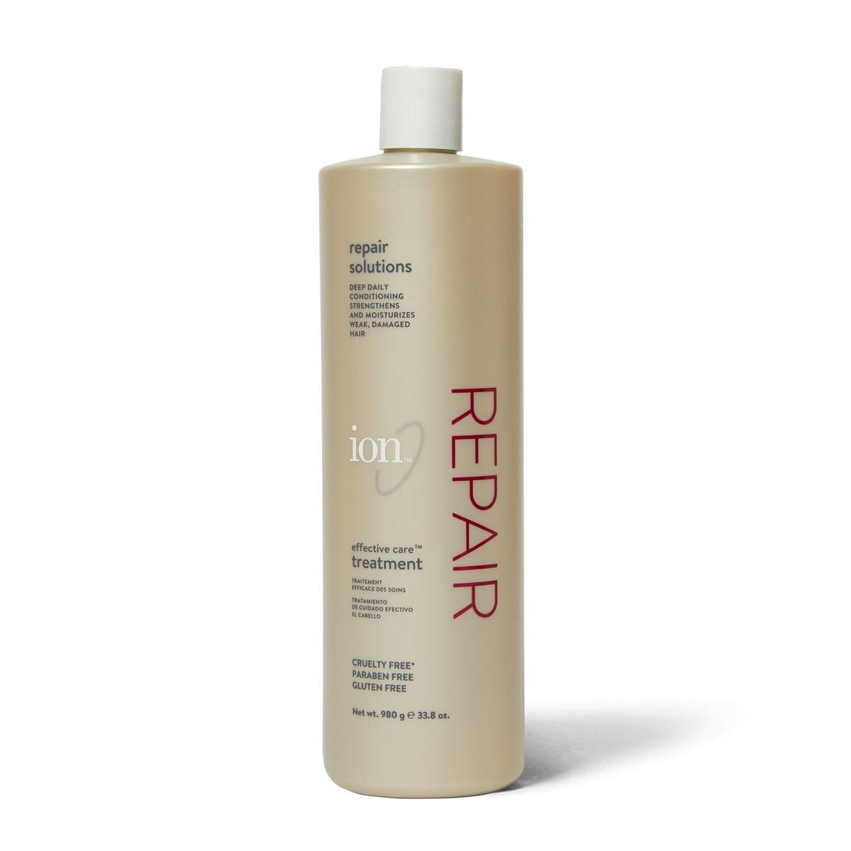 Ion Effective Care Treatment front bottle showing full size hydration for all hair types