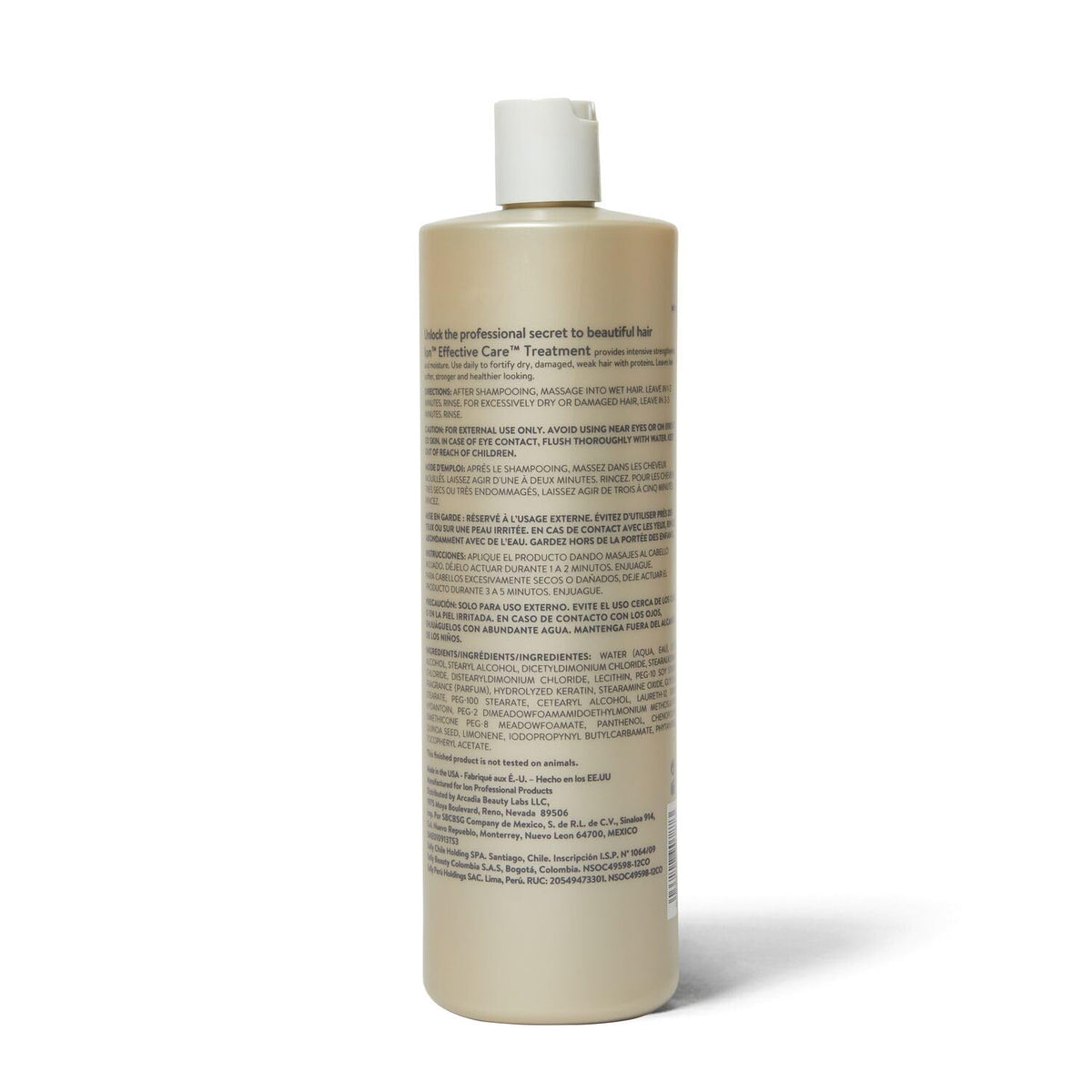 Ion Effective Care Treatment label closeup highlighting vegan formula and vitamins