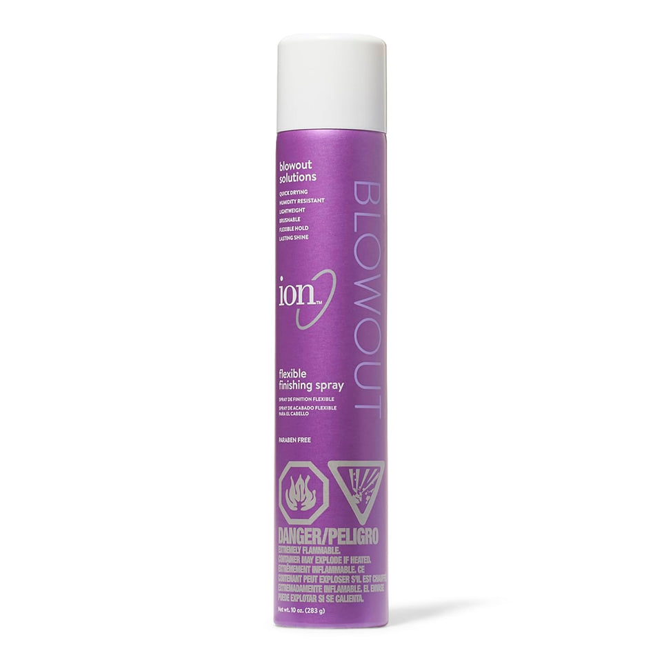 Ion Flexible Hair Spray bottle demonstrates quick drying and humidity resistance for a brushable finish