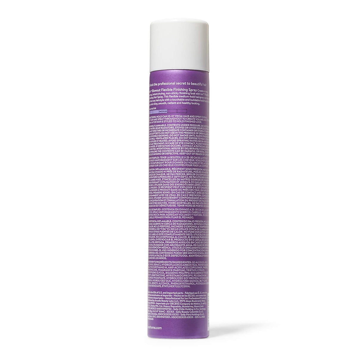 Ion Flexible Hair Spray shiny finish close up highlights volume and long lasting radiance