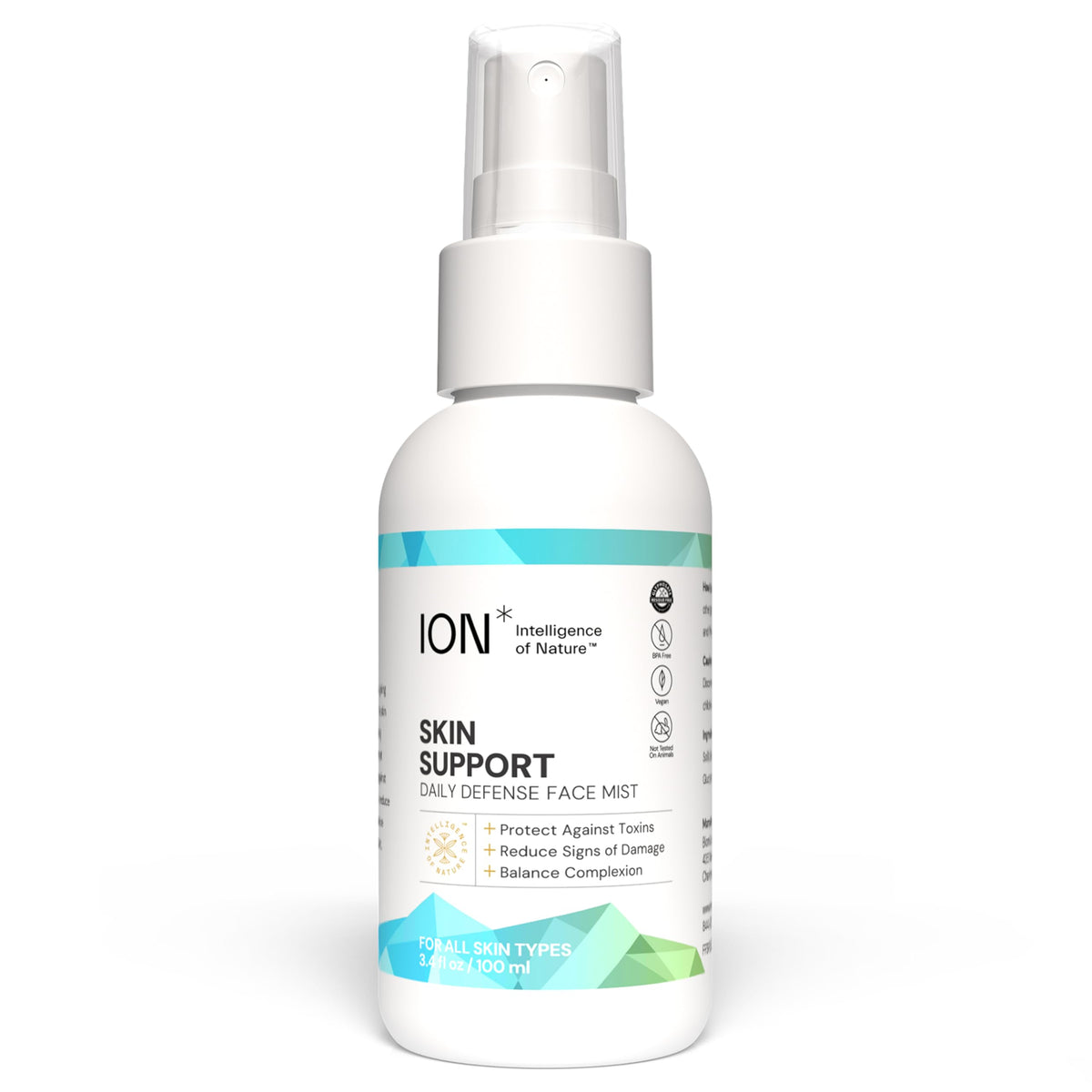 ION* Skin Support Face Mist bottle closeup highlighting daily hydration and barrier protection.