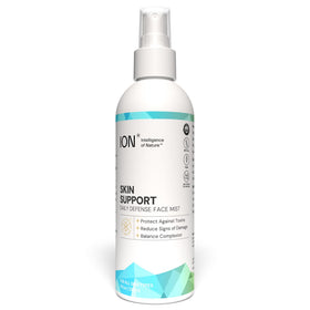 ION* Skin Support bottle close-up highlighting vegan mineral formula for barrier protection