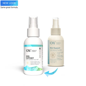 ION* Skin Support Face Mist spray action demonstrates quick refresh for on-the-go use.