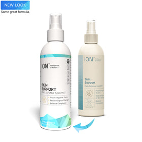 ION* Skin Support mist spray being dispensed for quick hydration
