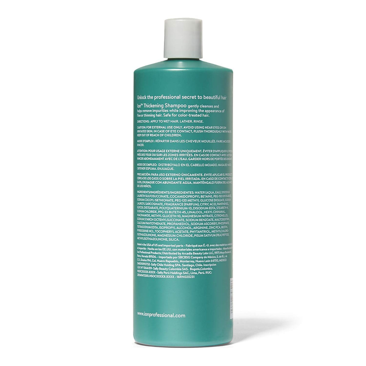 Ion Thickening Shampoo texture reveals fuller-looking hair on thinning strands.