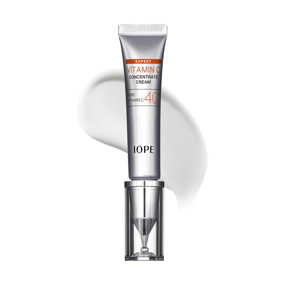 IOPE Expert Vitamin C 40% cream tube close-up; premium packaging for freshness