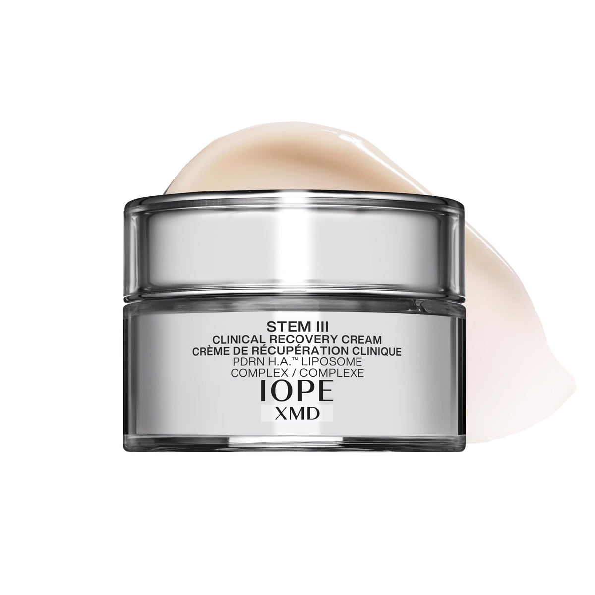 IOPE XMD Stem III Clinical Recovery Cream bottle shown for post-procedure care.