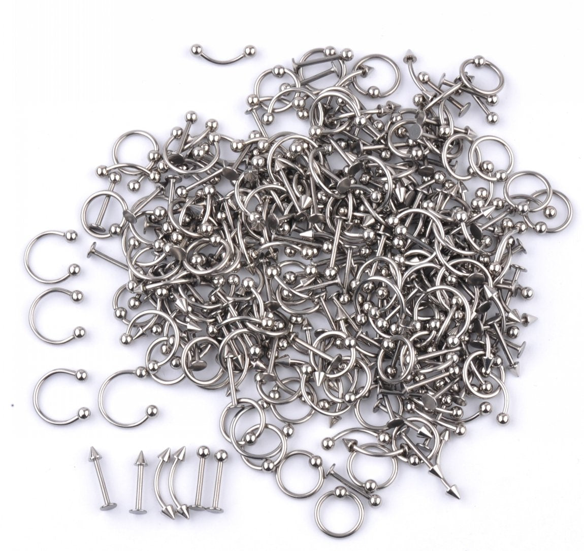 IPINK piercing kit 14G-16G steel hardware for versatile body piercing setups.