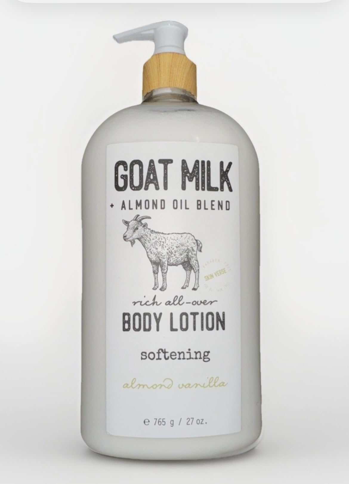 IPOTAO goat milk almond oil body lotion with vanilla aroma nourishes and softens skin.