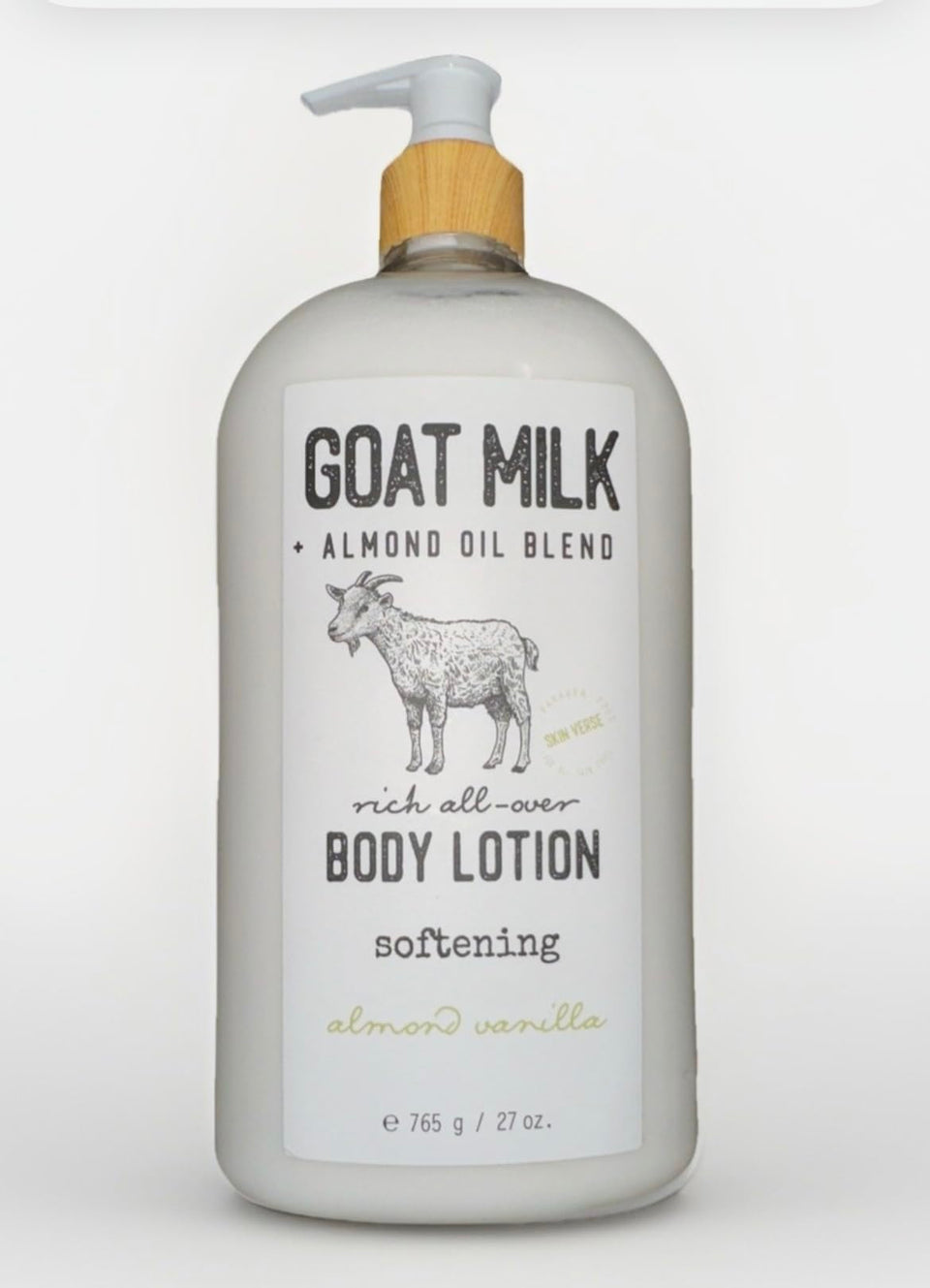 IPOTAO goat milk almond oil body lotion with vanilla aroma nourishes and softens skin.