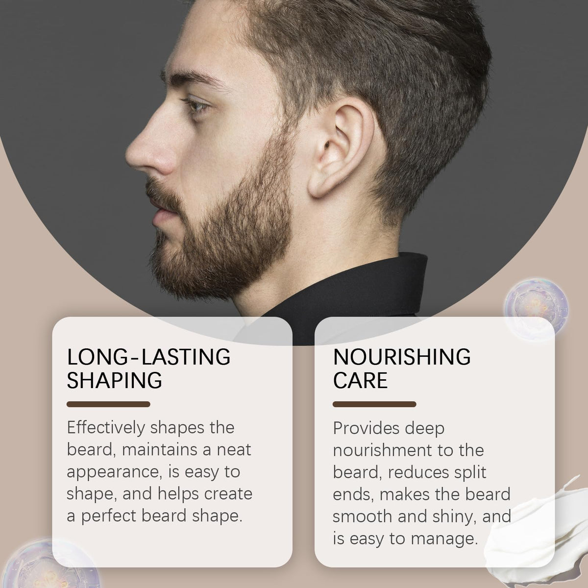 IPXKWLL beard balm daily use scene suggests effortless styling and softness.