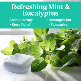 IQNATURAL eucalyptus shower steamer packaging box showcasing organic ingredients