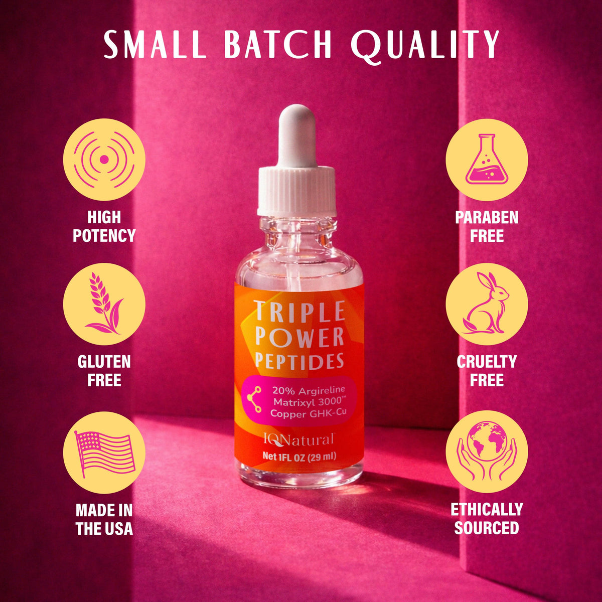 IQNATURAL USA-made small-batch label signals freshness and quality control