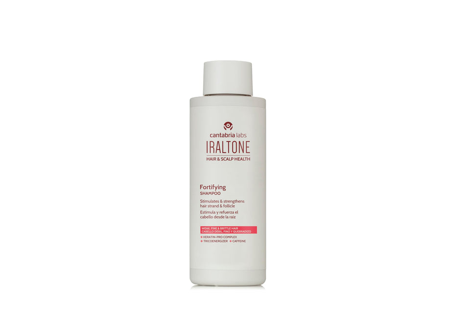 IRALTONE Fortifying Shampoo bottle emphasizes scalp care with a premium formula