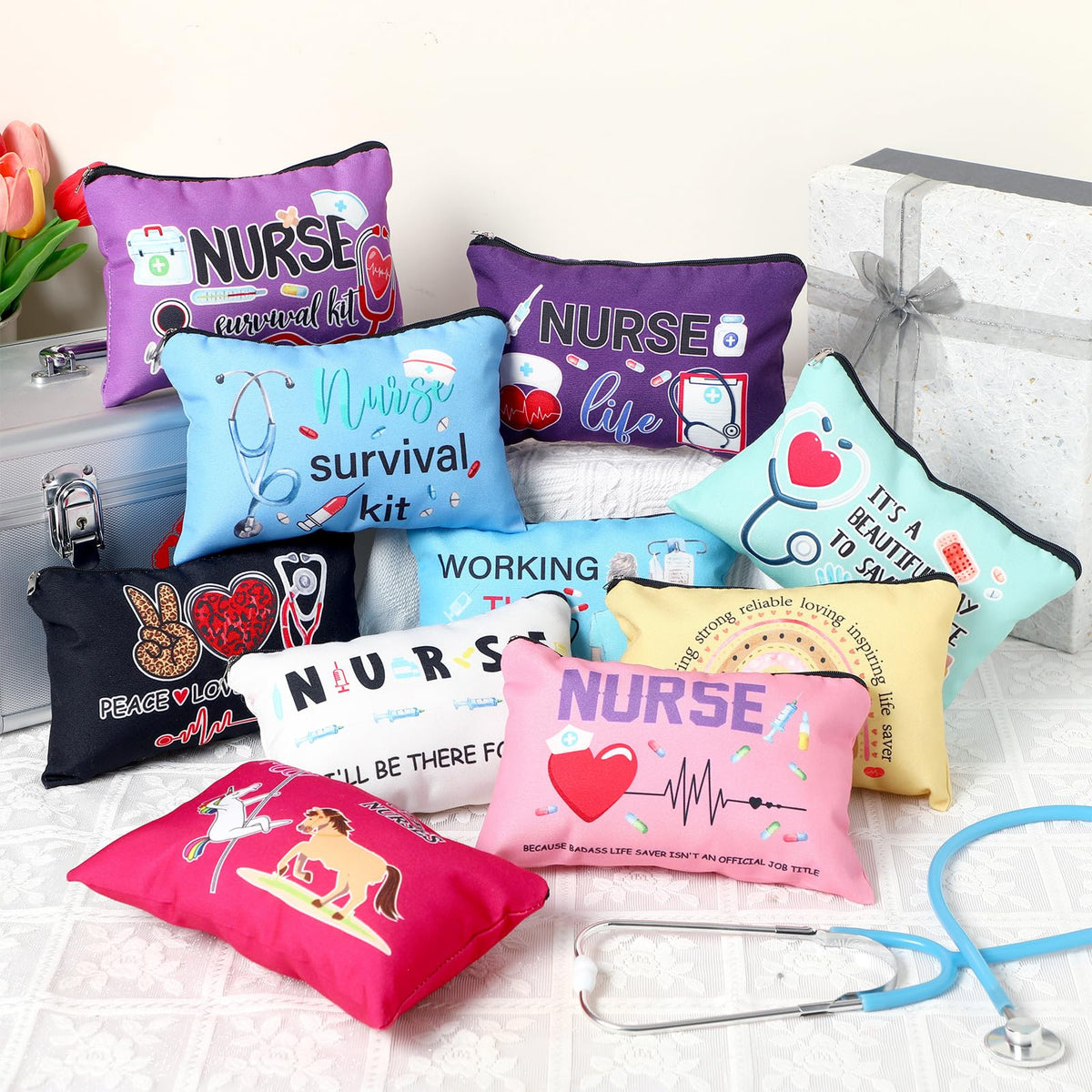 Irenare nurse life canvas pouch closeup of zipper showing quality construction