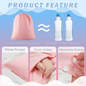 Irenare Self Tan Sleep Sack pink face pillowcase and large foot slots, comfortable fit.