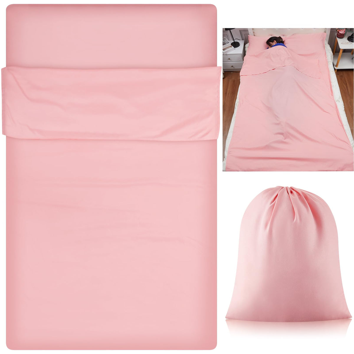 Irenare Self Tan Sleep Sack pink folded, keeps sheets clean during overnight tanning.