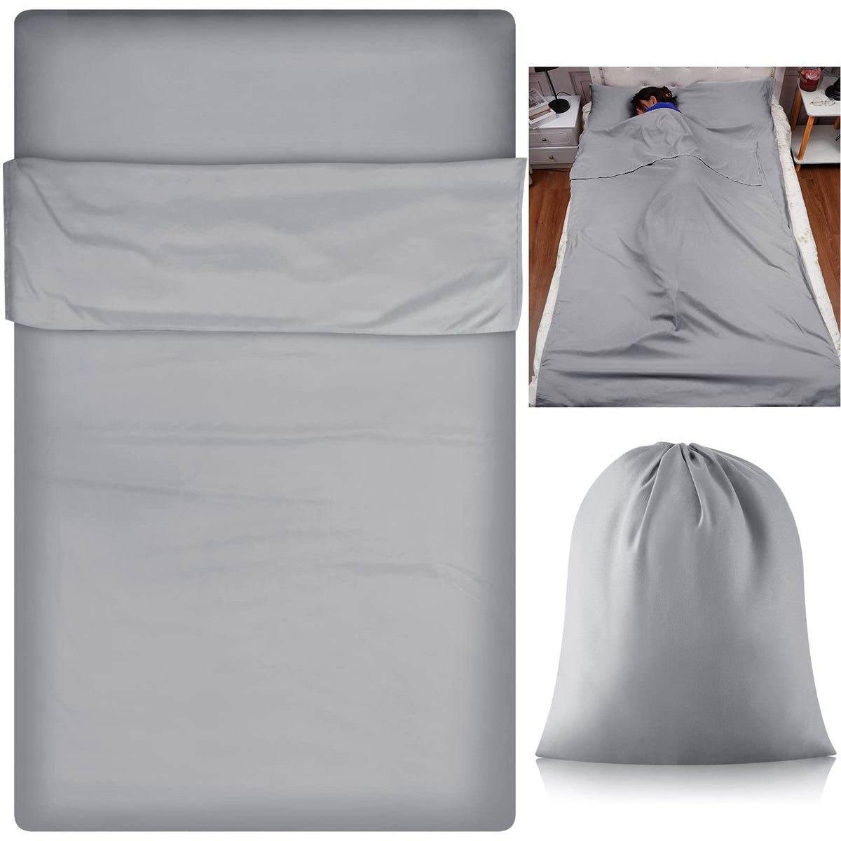 Irenare Self Tan Sleep Sack in silver gray, full view for bed protection during tanning