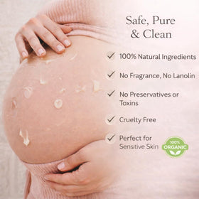 Irene Organics Belly Butter product shot on a clean surface with eco-friendly packaging.