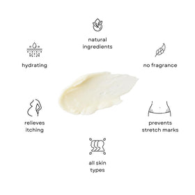 Irene Organics Belly Butter texture close-up, rich in vitamins and fatty acids.