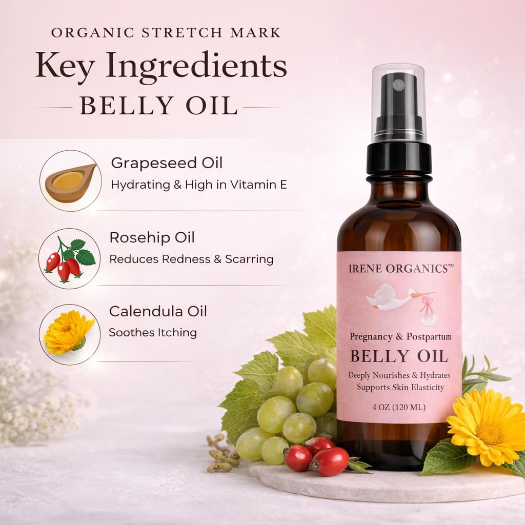 Irene Organics unscented belly oil suitable for sensitive skin