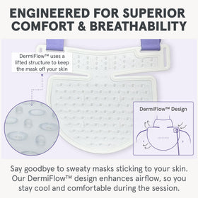 iRestore Illumina mask worn on neck during a comfortable home session.