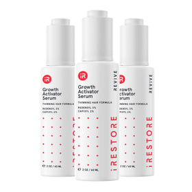 iRestore Scalp Serum bottle front view showing sleek packaging for potential hair growth.