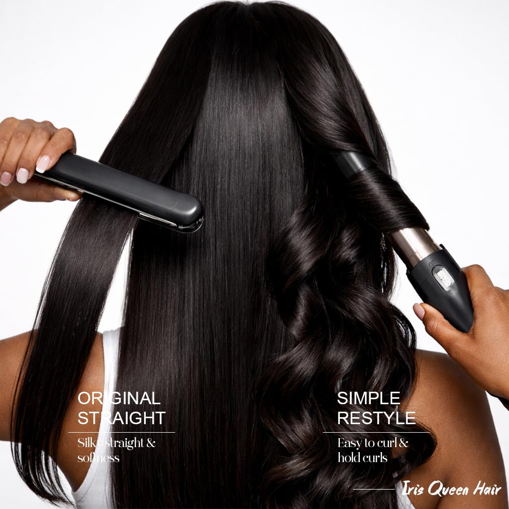 Iris Queen 13x4 wig with adjustable strap and four combs for secure fit.