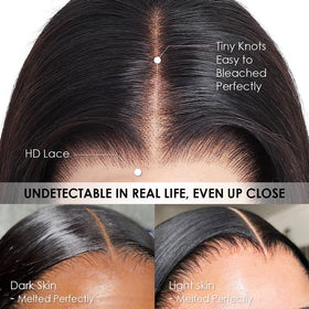 Iris Queen 180-density natural black wig adds fullness for elegant looks.