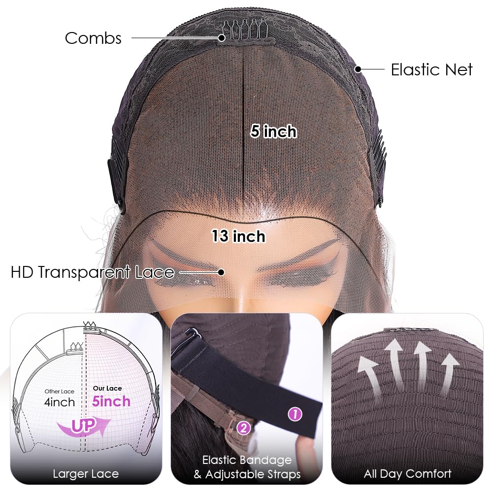 Iris Queen ear-to-ear lace enables versatile parting and styling options.