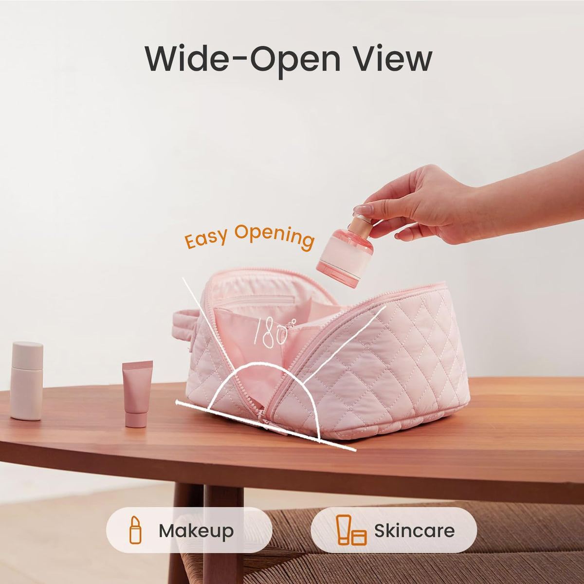 IrisCargo large-capacity layout keeps skincare, makeup, and toiletries organized.