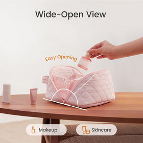IrisCargo large-capacity layout keeps skincare, makeup, and toiletries organized.