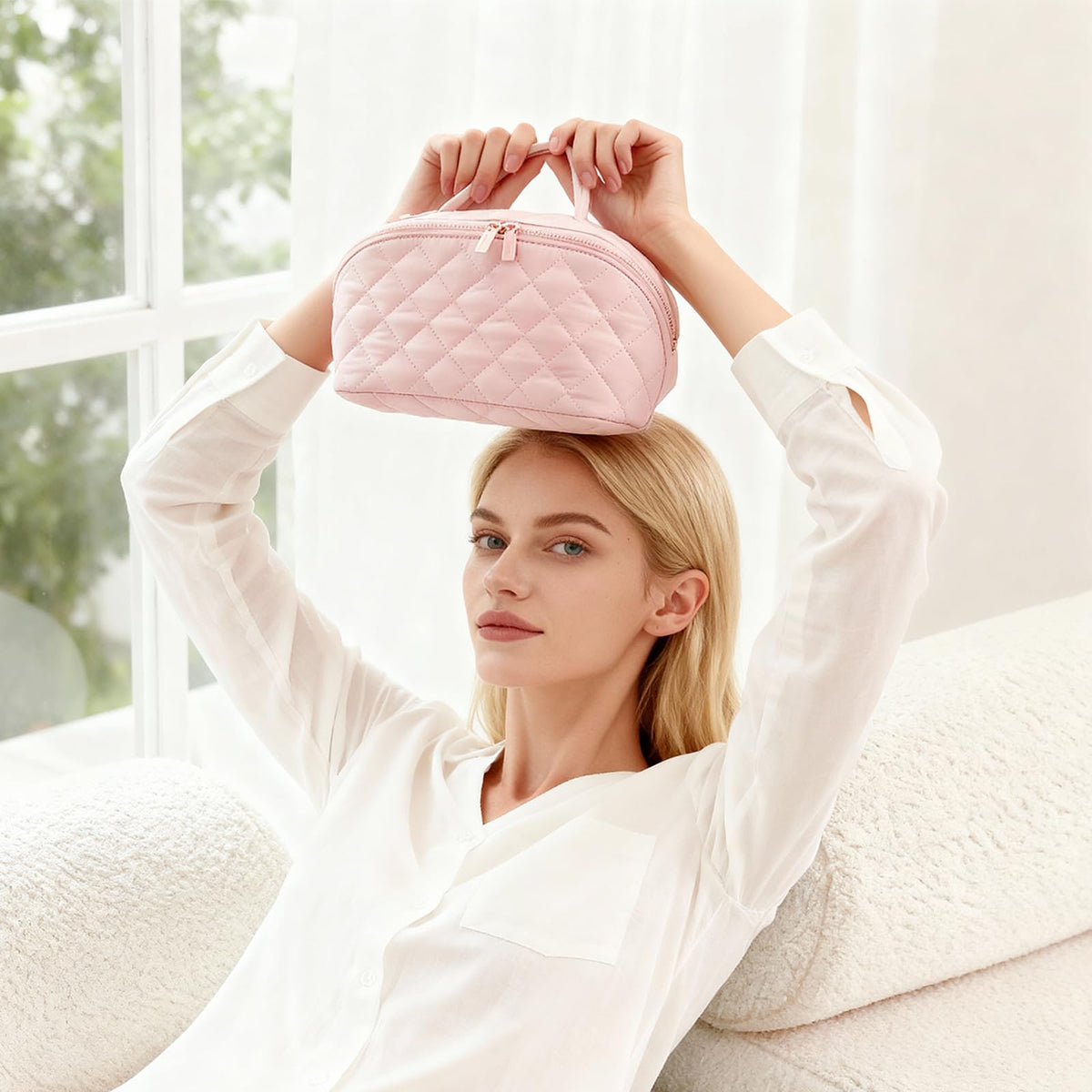 IrisCargo makeup bag shown as a stylish, practical gift for holidays.