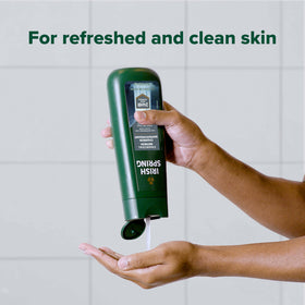 Irish Spring Charcoal Refresh bottle in shower setup for daily refresh.