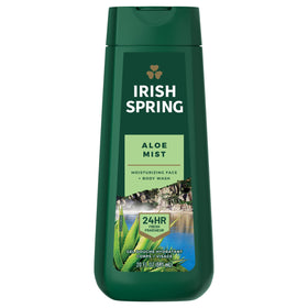 Irish Spring Men's Aloe Vera Body Wash bottle with aloe for refreshed skin.
