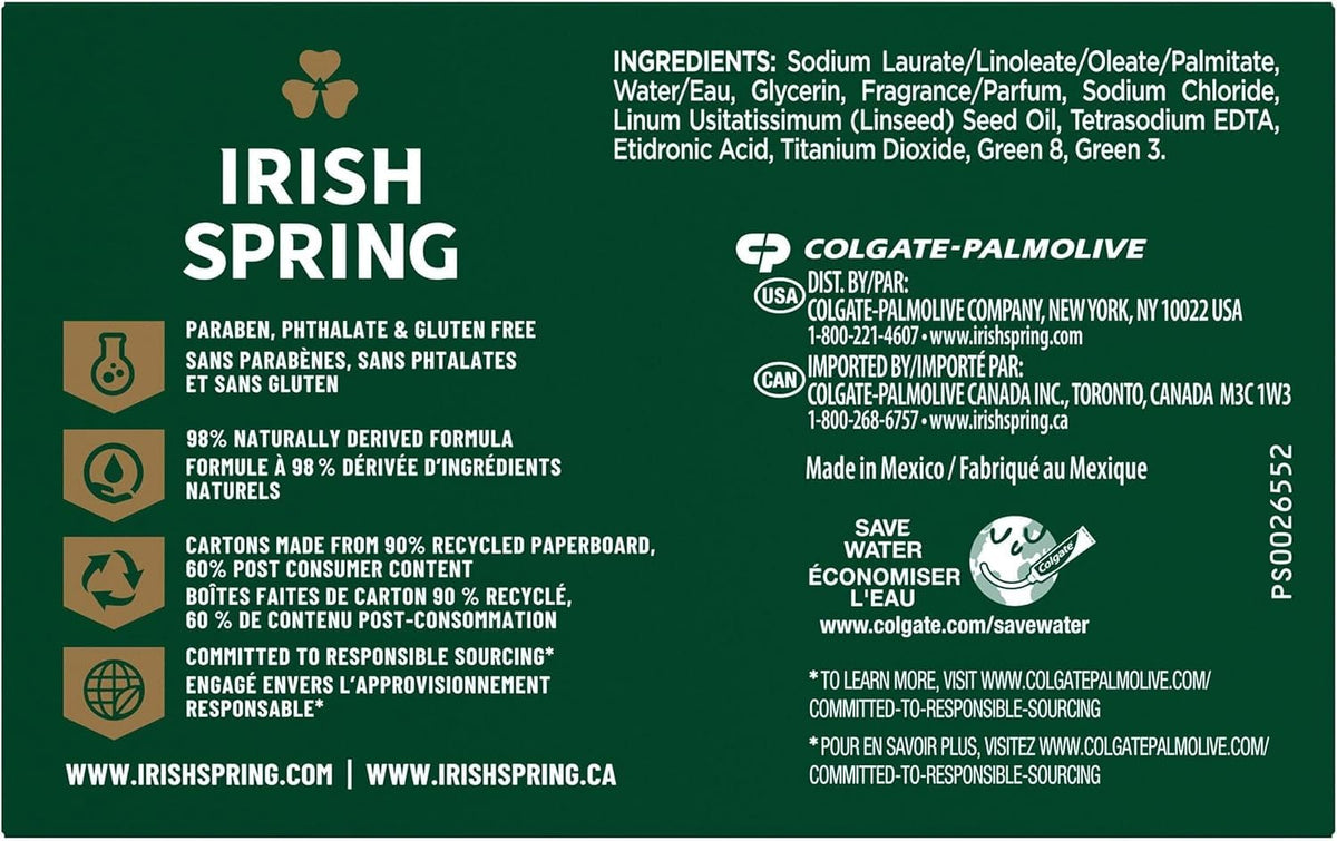 Irish Spring Original bar soap close-up highlights a crisp fragrance for everyday use.