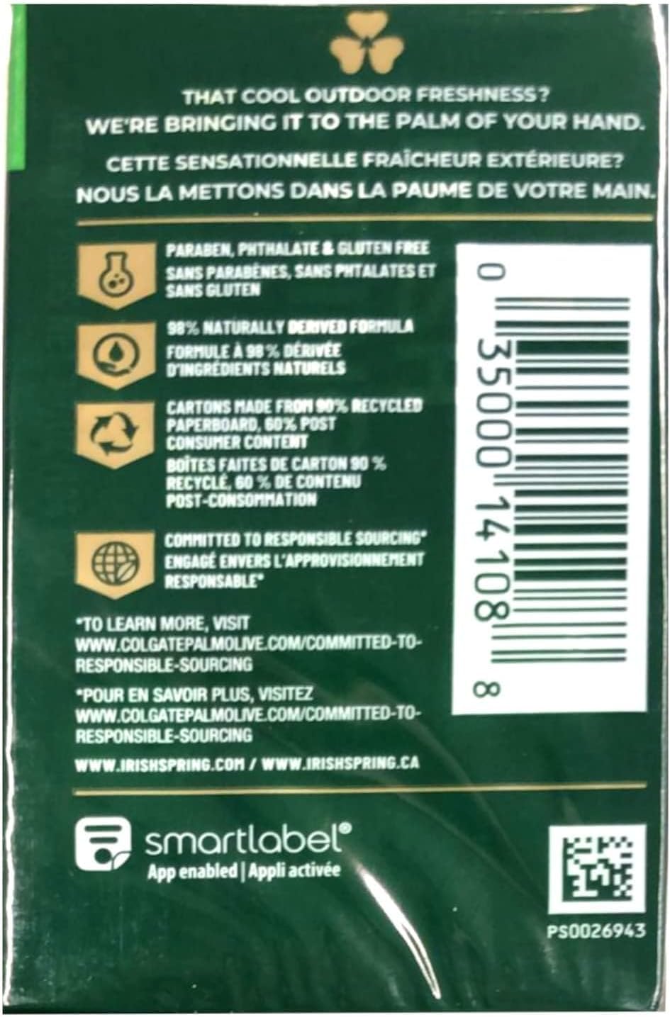 Irish Spring Original two-bar package displayed for shared bathroom use.