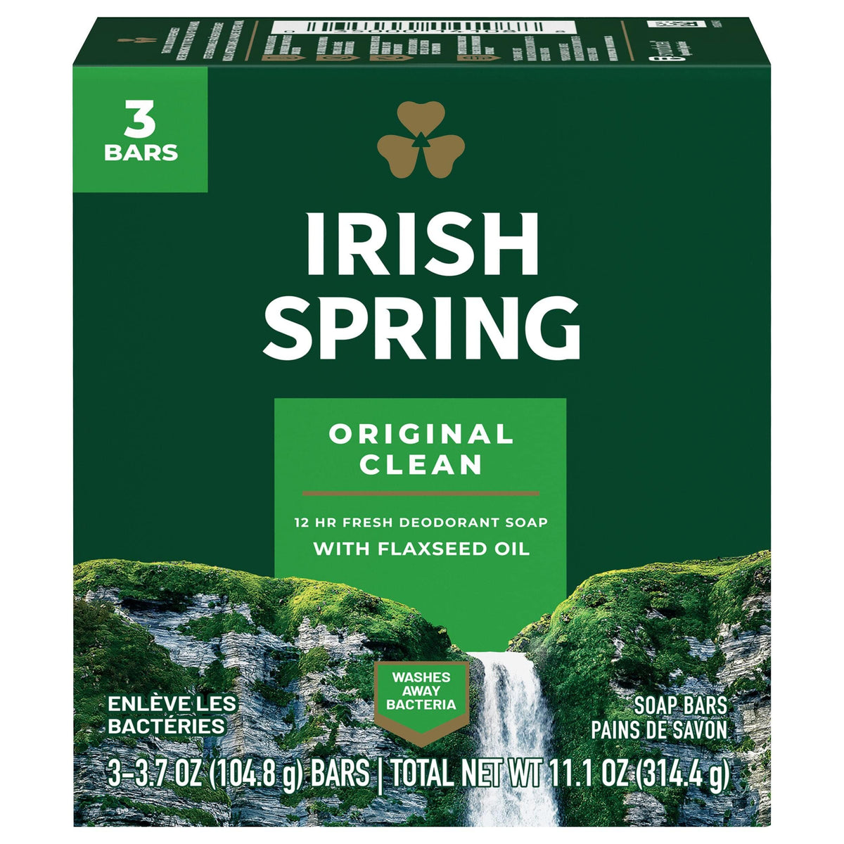 Irish Spring Original deodorant bar soap with lasting fresh scent.