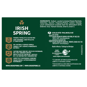 Eight-pack display of Irish Spring Original bars for households.