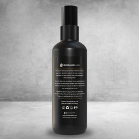 IRONMANE close-up of ultra-fine mist delivering light, natural hold.