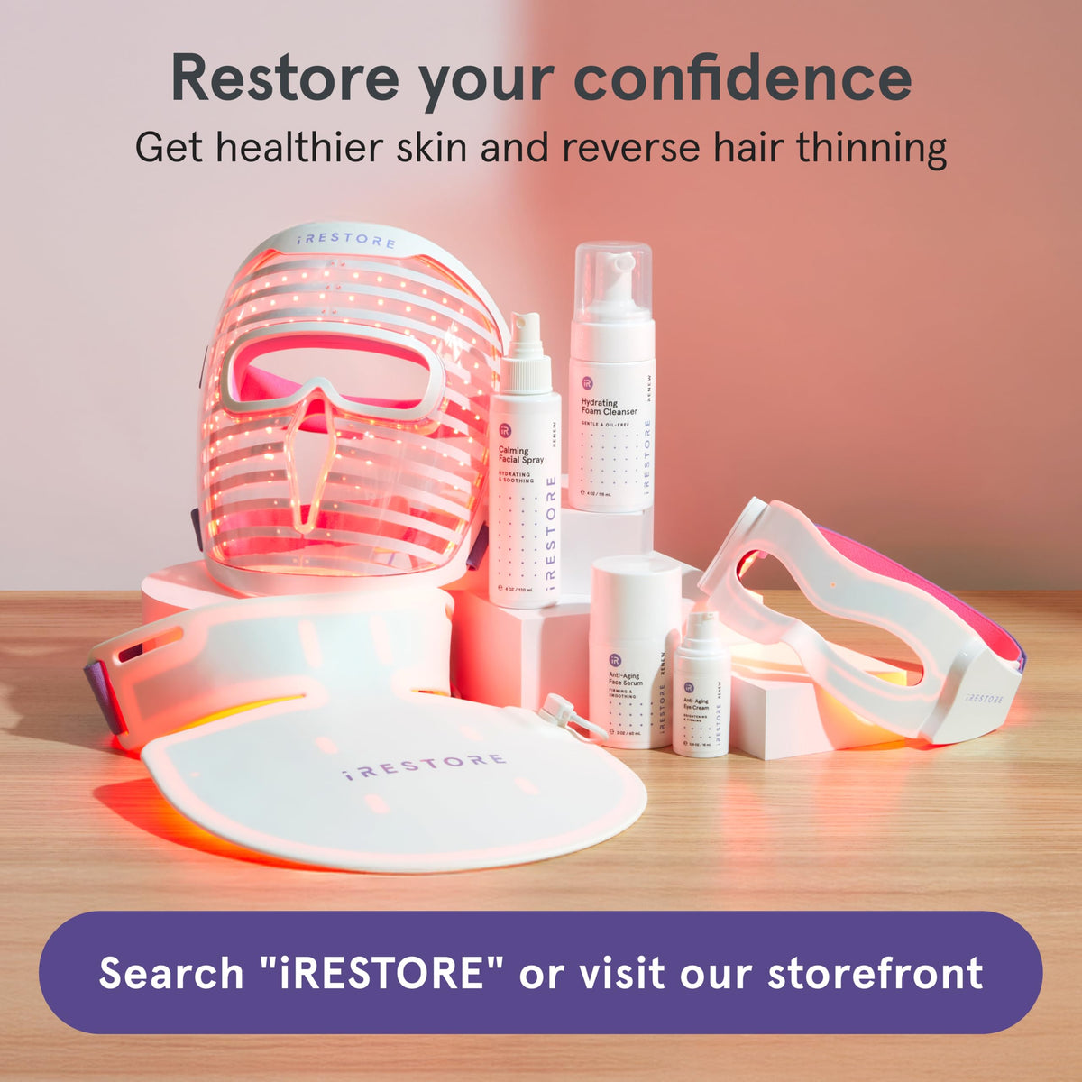 iRestore eye mask in use as part of a nighttime ritual.