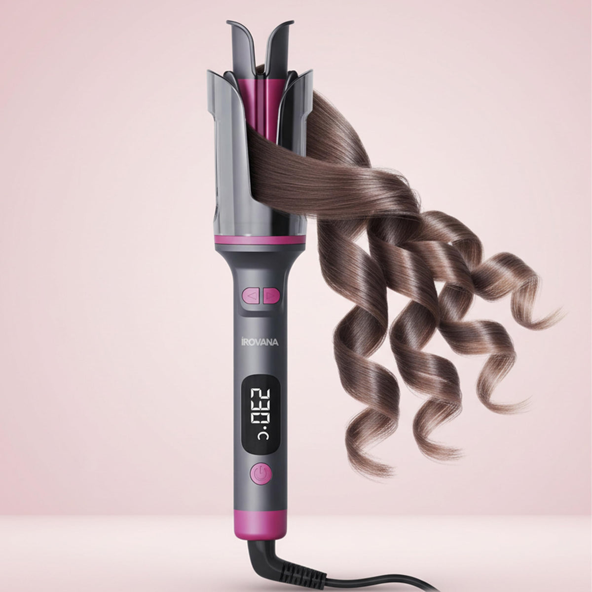 IROVANA CurlX Pro in action delivering smooth, automatic curls.
